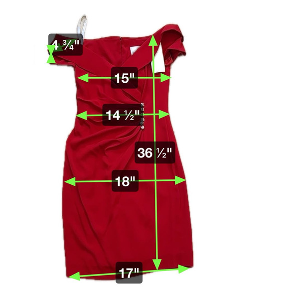 En Francais by Huey Waltzer New Deadstock Vintage 80's Red Cocktail Dress NWT 8 - Picture 6 of 10